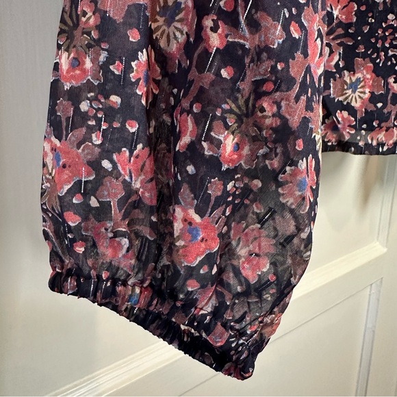 Faherty Silk Cotton Sage Wood Blouse - Stargaze Bloom - Size Small - Picture 8 of 11